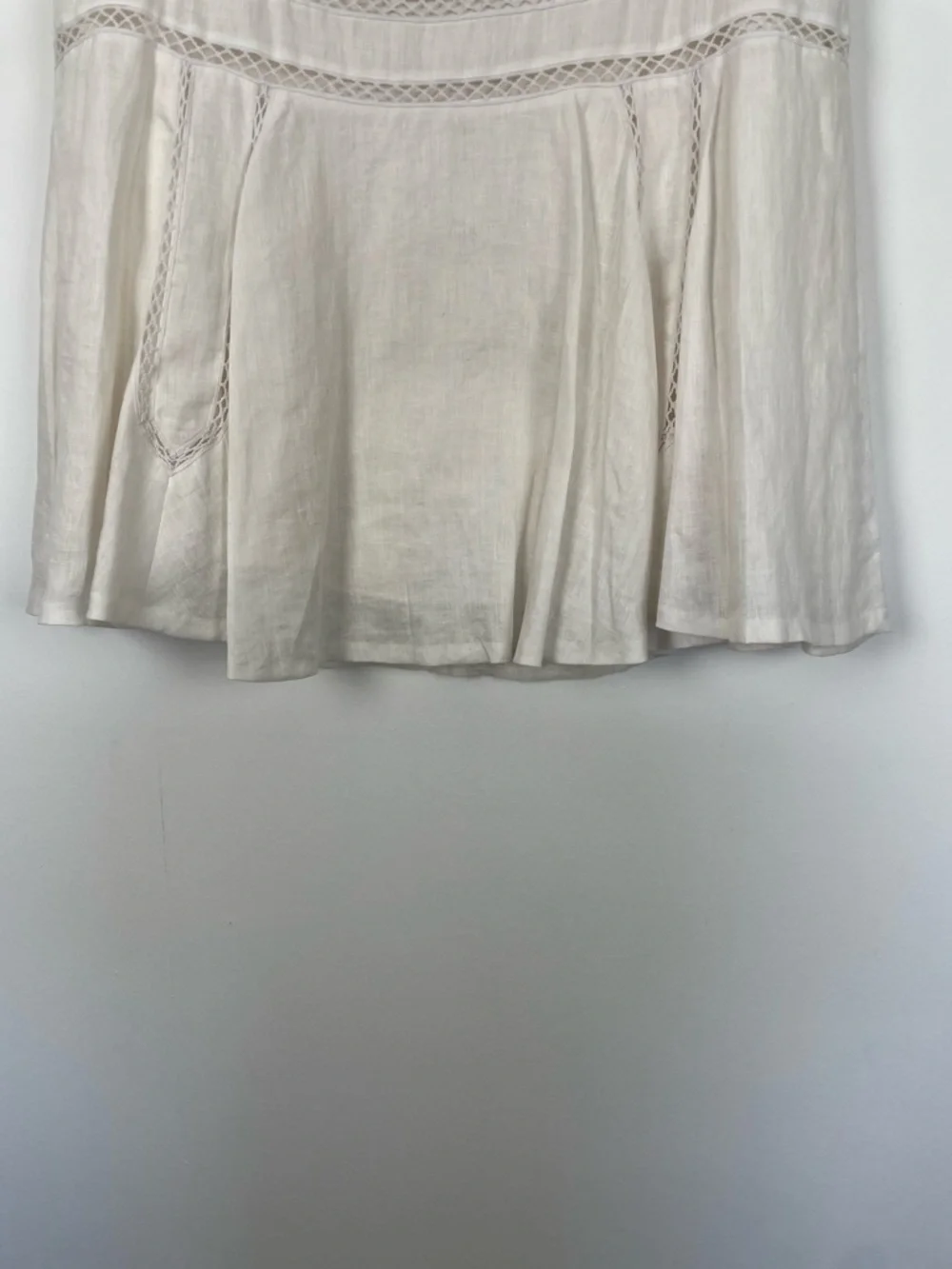 Lauren Ralph Lauren Linen Boho Embroidered Lattace Women's 12 Off White Skirt - Picture 3 of 9